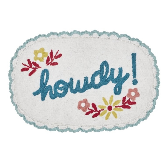 🌺 New Pioneer Woman Floral Howdy Arctic White Cotton Oval Bath Rug - Picture 4 of 5